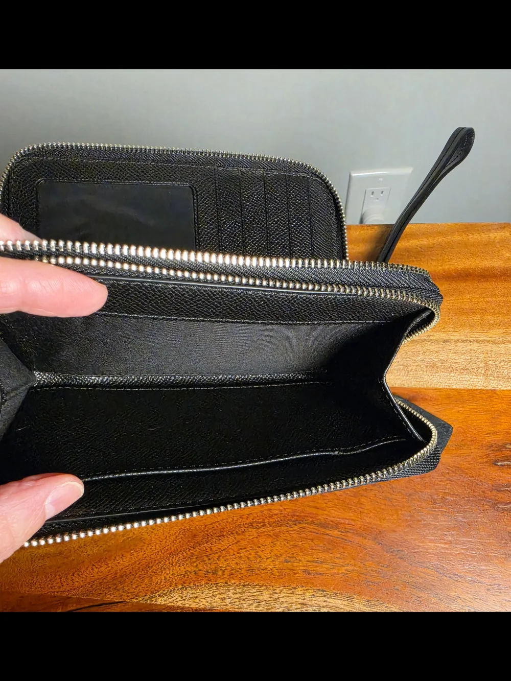 Coach Black Glitter Leather Wristlet